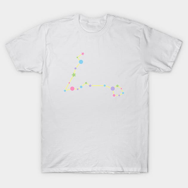 Pisces Zodiac Constellation in Rainbow Pastels T-Shirt by Kelly Gigi